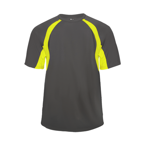 Badger Sport Hook Tee, Sizes 2XL-4XL (414400-028408), Color 'Graphite/Safety Yellow'